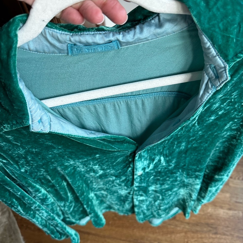 CP Shades Emerald Green Velvet Button-Up Blouse - Picture 4 of 7